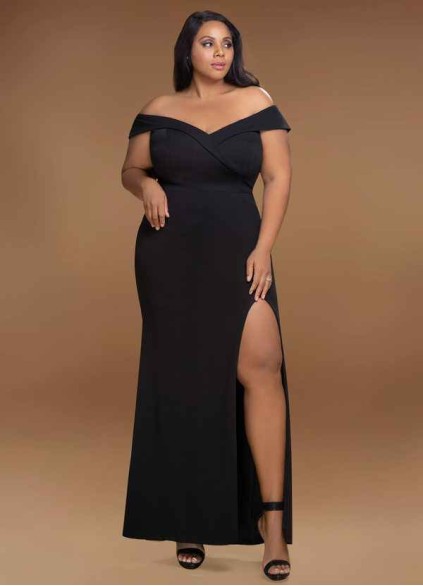 Blush Mark My Valentine Black Stretch Crepe Maxi Dress