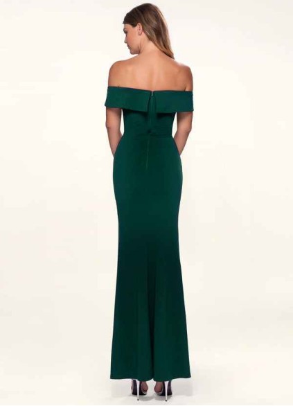 Blush Mark My Valentine Dark Emerald Stretch Crepe Maxi Dress