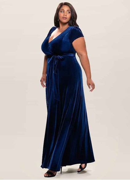 Blush Mark Dreaming Of You Navy Blue Velvet Maxi Dress