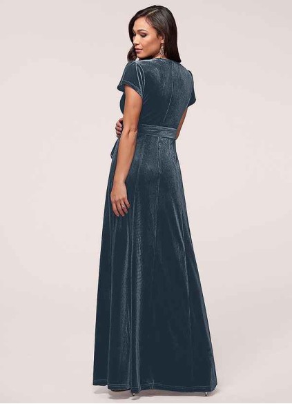 Blush Mark Dreaming Of You French Blue Velvet Maxi Dress