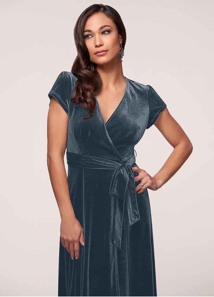 Blush Mark Dreaming Of You French Blue Velvet Maxi Dress