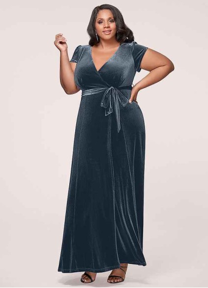 Blush Mark Dreaming Of You French Blue Velvet Maxi Dress