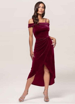 Blush Mark Sweet Desire Cabernet Velvet Midi Dress