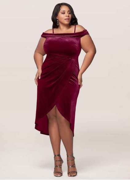 Blush Mark Sweet Desire Cabernet Velvet Midi Dress