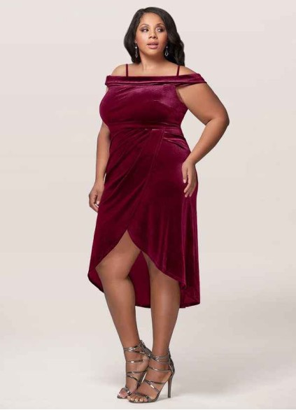 Blush Mark Sweet Desire Cabernet Velvet Midi Dress