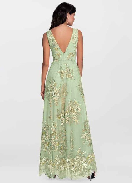 Blush Mark Romantic Adventure Dusty Sage Embroidery Tulle Maxi Dress