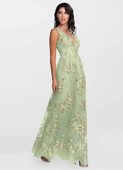 Blush Mark Romantic Adventure Dusty Sage Embroidery Tulle Maxi Dress