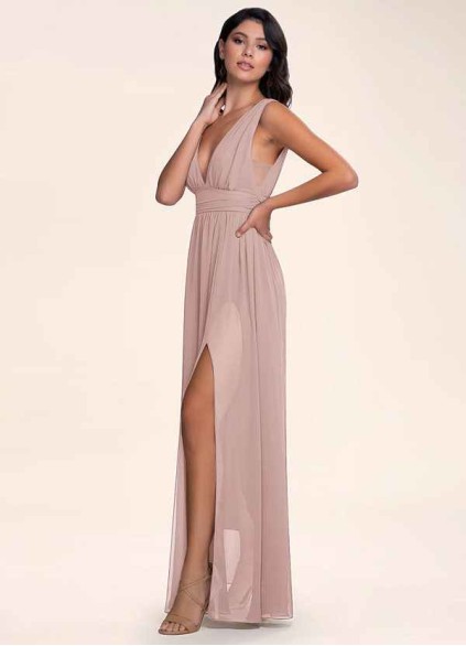 Blush Mark Dancing Queen Dusty Rose Chiffon Maxi Dress