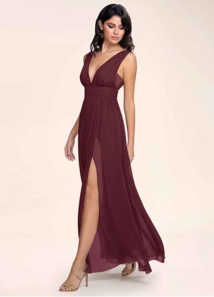 Blush Mark Dancing Queen Cabernet Chiffon Maxi Dress