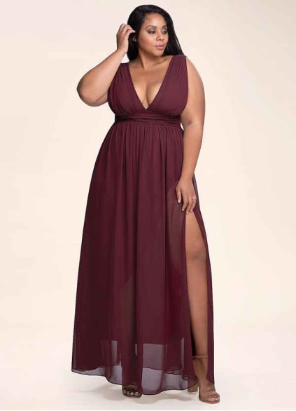 Blush Mark Dancing Queen Cabernet Chiffon Maxi Dress