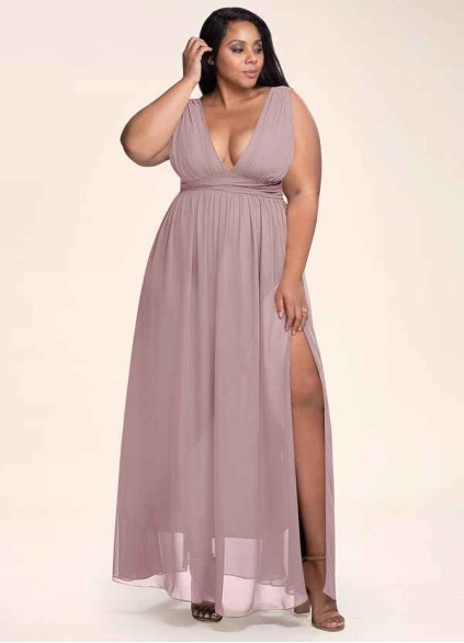 Blush Mark Dancing Queen Vintage Mauve Chiffon Maxi Dress