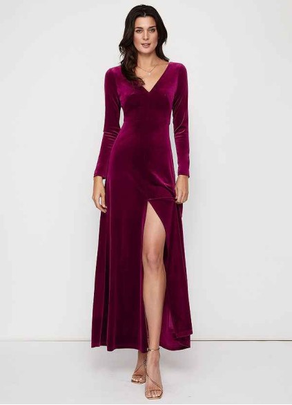 Blush Mark New Moon Cabernet Velvet Maxi Dress