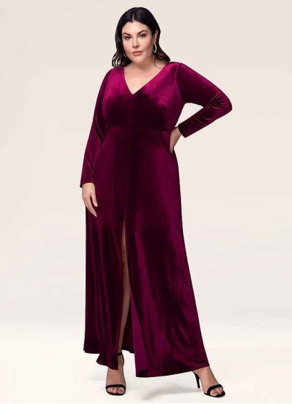 Blush Mark New Moon Cabernet Velvet Maxi Dress