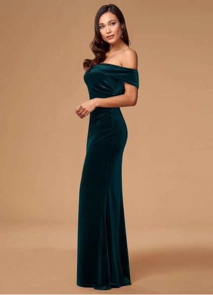 Blush Mark Sweet Thing Dark Green Velvet Maxi Dress