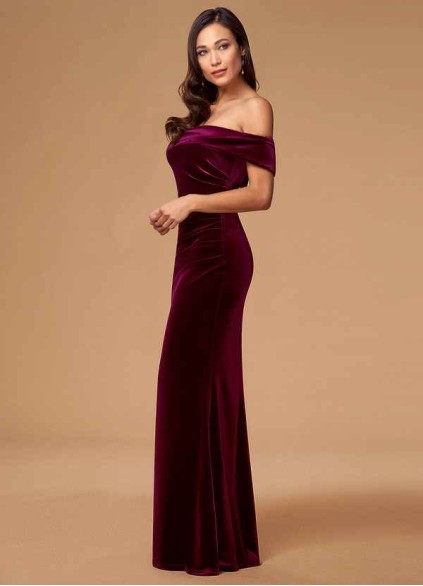 Blush Mark Sweet Thing Cabernet Velvet Maxi Dress