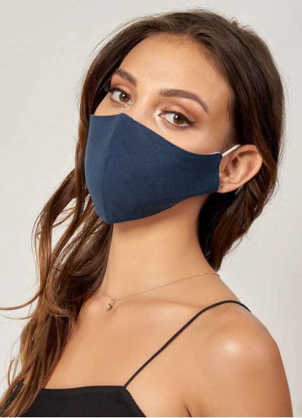 Non-medical Solid Color Cotton Reusable Face Mask Dark Navy