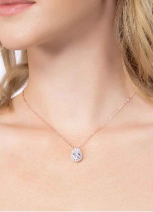 Haloed Pear Cubic Zirconia Pendant Necklace