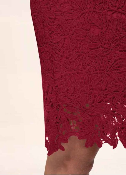 Blush Mark Heavenly Kiss Burgundy Lace Bodycon Short Dress