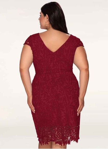 Blush Mark Heavenly Kiss Burgundy Lace Bodycon Short Dress