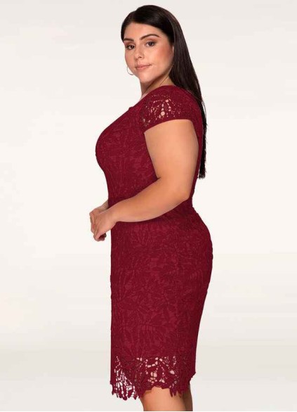 Blush Mark Heavenly Kiss Burgundy Lace Bodycon Short Dress