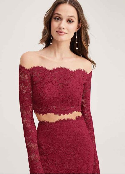 PT101 4 Pnina Tornai Signature Lace Long-sleeved Crop Top