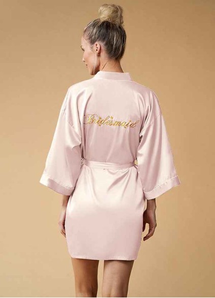 Pre-Wedding Embroidered Bridesmaid Satin Robe