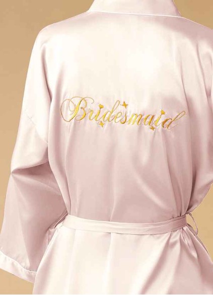 Pre-Wedding Embroidered Bridesmaid Satin Robe