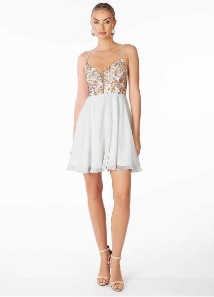 AZ Occasions Mini Embroidered Lace and Chiffon Skirt Dress