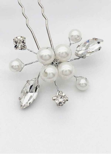 Pearl and Crystal Cluster Comb Set