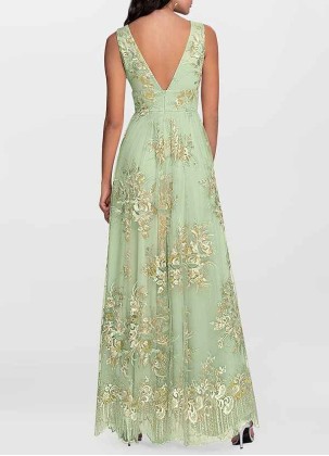 AZ Occasions Romantic Adventure Dusty Sage Embroidery Tulle Maxi Dress