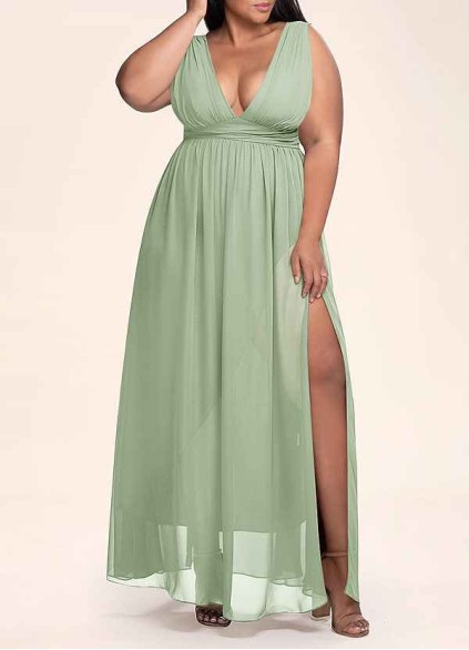 AZ Occasions Dancing Queen Dusty Sage Chiffon Maxi Dress