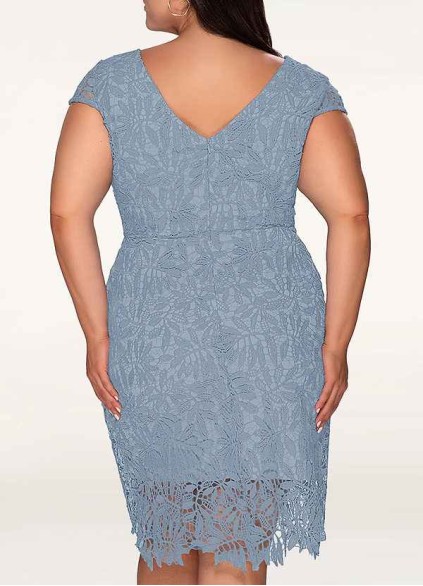 AZ Occasions Heavenly Kiss Dusty Blue Lace Bodycon Short Dress