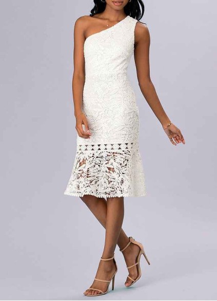 AZ Occasions Every Season Ivory Lace Midi Dress