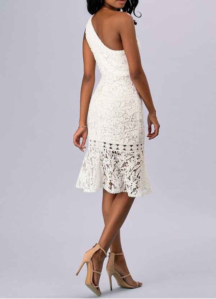 AZ Occasions Every Season Ivory Lace Midi Dress