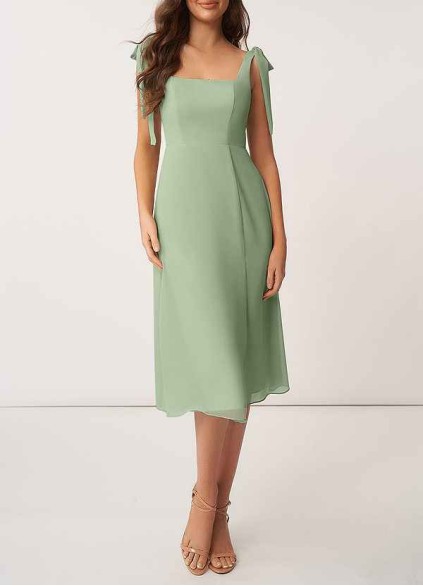 AZ Occasions Bow Tie Chiffon Midi Dress With Slit