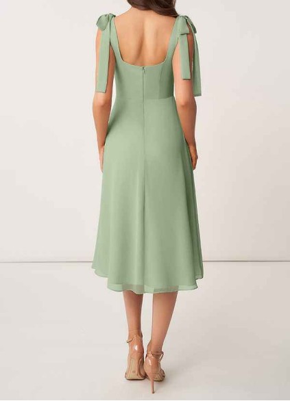 AZ Occasions Bow Tie Chiffon Midi Dress With Slit