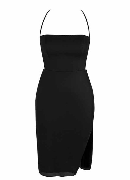 AZ Occasions Spaghetti Straps Midi Mesh Dress with Slit