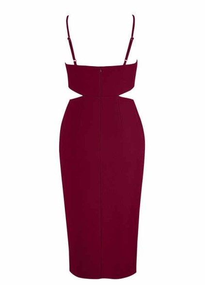 AZ Occasions Midi Stretch Crepe Dress with Side Cutouts and Slit