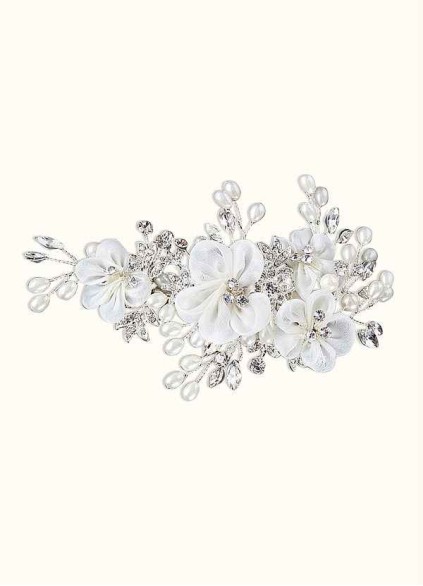 White Floral And Pearl Hairpins