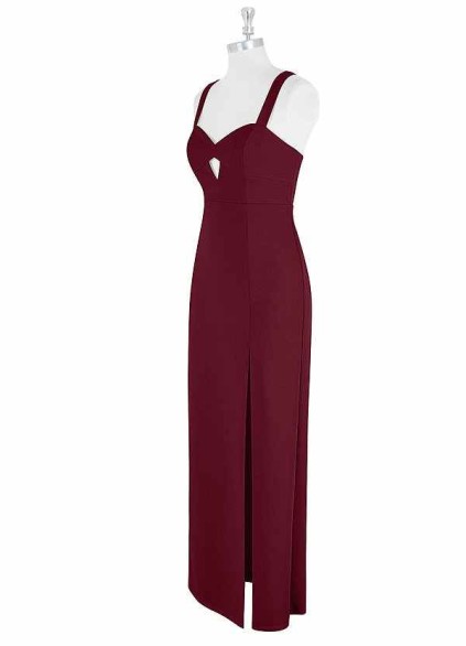 AZ Occasions Maxi Stretch Crepe Dress with Keyhole and Slit