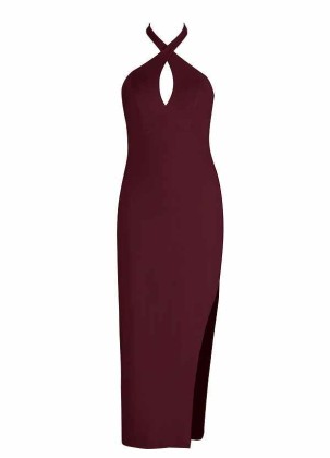 AZ Occasions Stretch Crepe Dress with Keyhole Halter Neckline