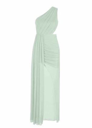 AZ Occasions Mesh One Shoulder Side Cutout Draped Dress