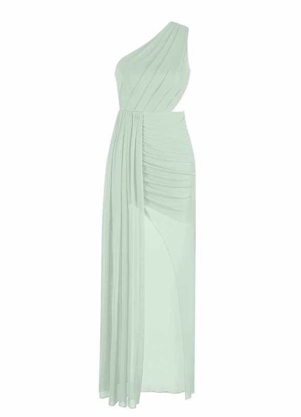 AZ Occasions Mesh One Shoulder Side Cutout Draped Dress